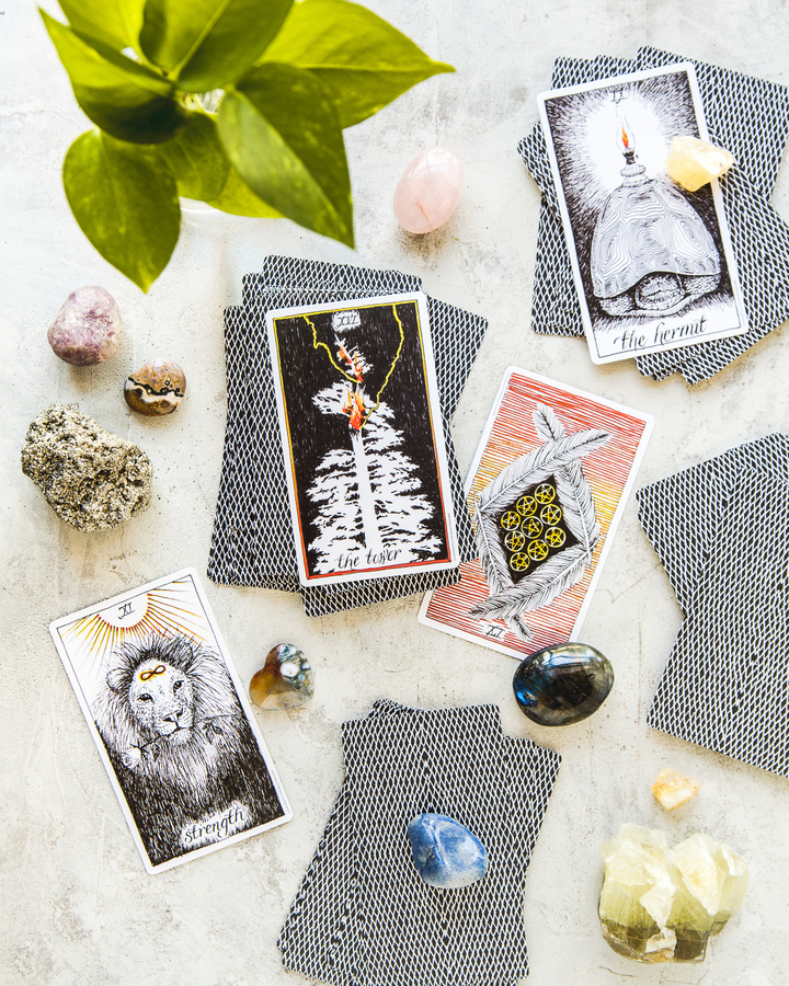 Tarot Cards, Crystals, and Plants