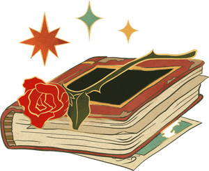 Old Bound Leather Book with Rose Vintage Faecore Elements, Fashion & Creatures
